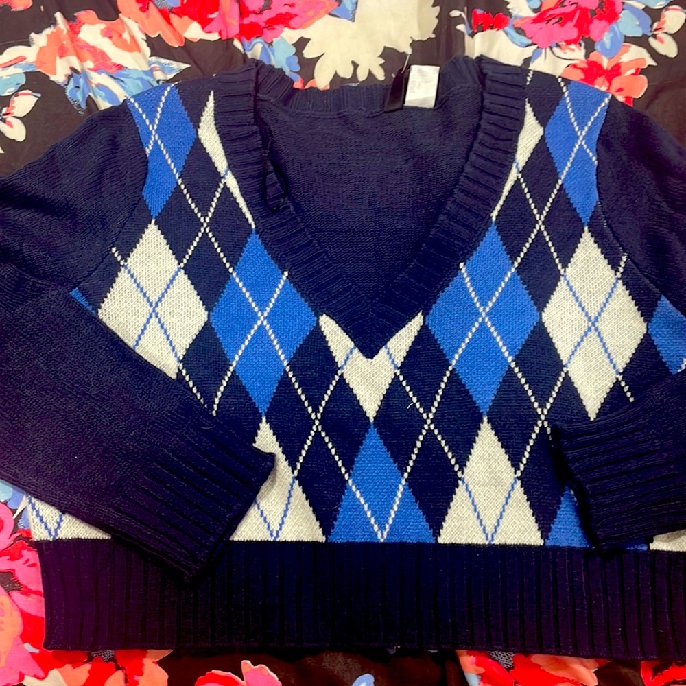 Crop top H&M plaid shirt blue and white